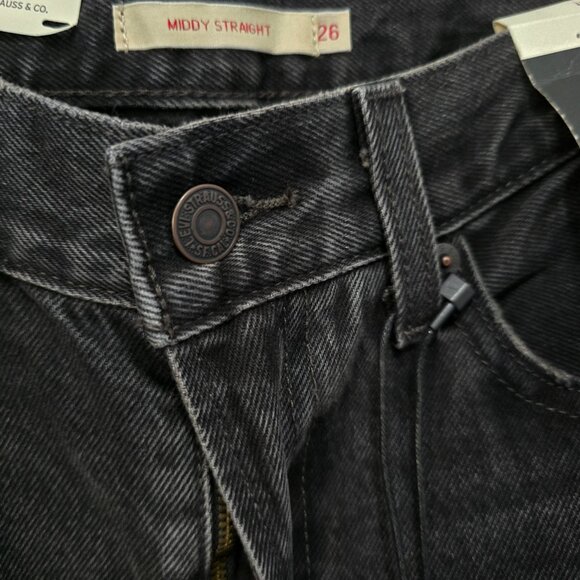 NWT Levi's Premium Middy Straight Leg Jeans Black 26 Minimalist - Picture 4 of 9